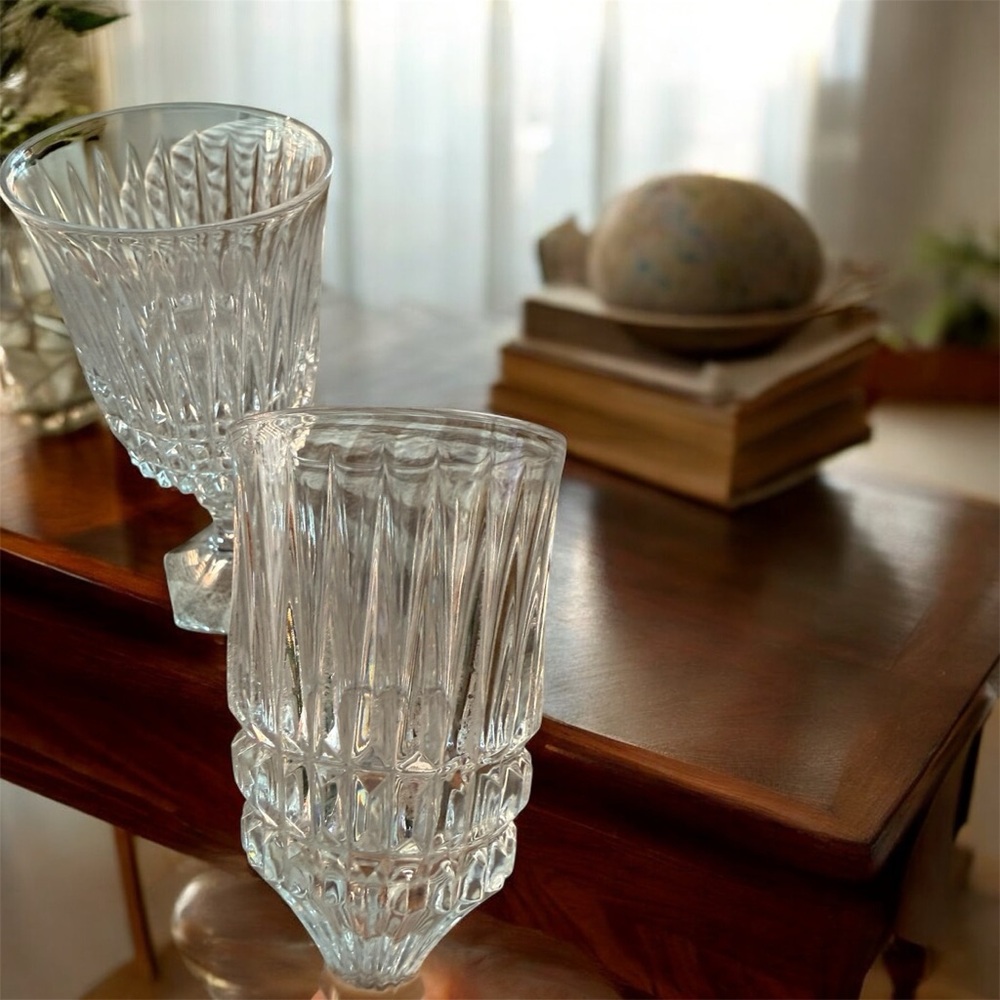 Vintage Fostoria Heritage Lead Crystal Water Goblets | Set of 2 - Picture 4 of 7